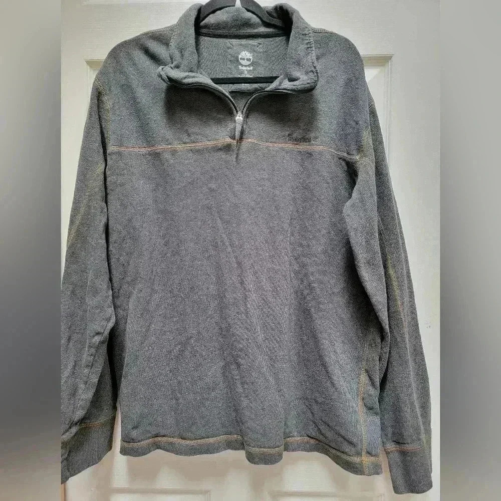 Timberland Men's Gray 1/4 Zip Pullover Lightweight Long Sleeve Shirt Size XL